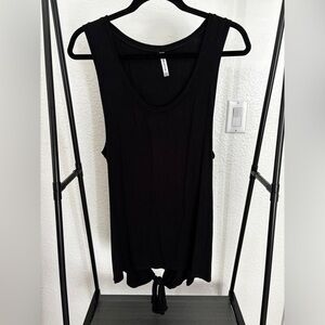 Black Athletic Tank with Back Tie Cutout